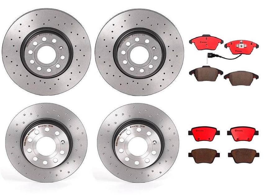 Audi VW Brakes Kit – Pads &  Rotors Front and Rear (312mm/272mm) (Xtra) (Ceramic) 8J0698151C – Brembo 1635251KIT