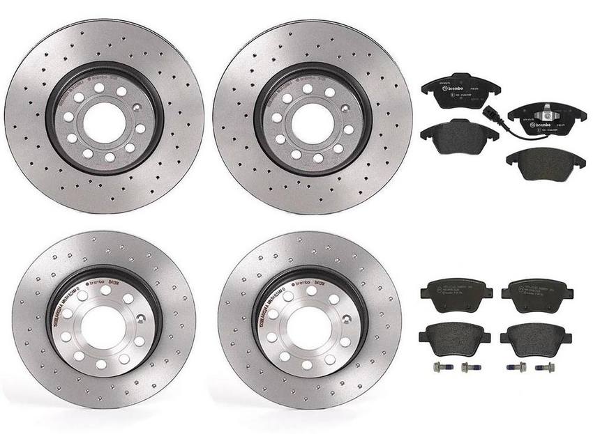 Brembo Brake Pads and Rotors Kit – Front and Rear (312mm/272mm) (Xtra) (Low-Met)