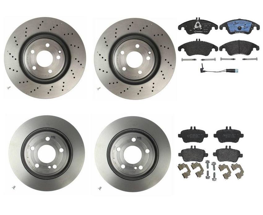 Brembo Brake Pads and Rotors Kit – Front and Rear (344mm/300mm) (Low-Met)