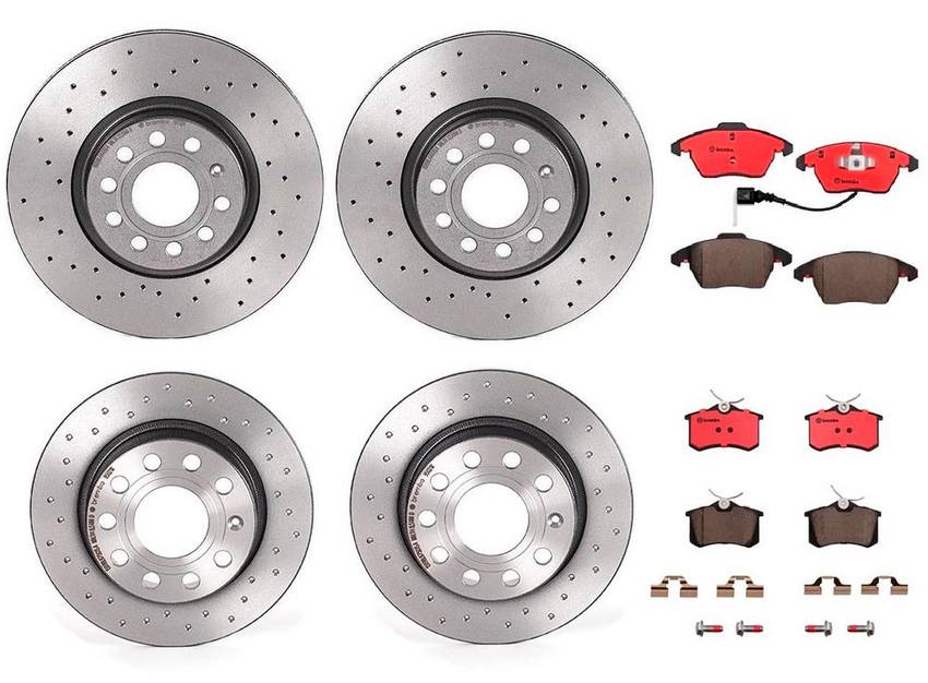 VW Brakes Kit – Pads & Rotors Front and Rear (312mm/255mm) (Xtra) (Ceramic) 8J0698151C – Brembo 1635407KIT