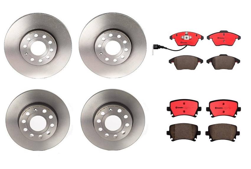 Audi VW Brakes Kit – Pads &  Rotors Front and Rear (288mm/260mm) (Ceramic) 8J0698151C – Brembo 1635896KIT