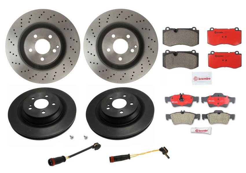 Mercedes Brakes Kit – Pads & Rotors Front and Rear (350mm/320mm) (Ceramic) 221423101207 – Brembo 1635914KIT