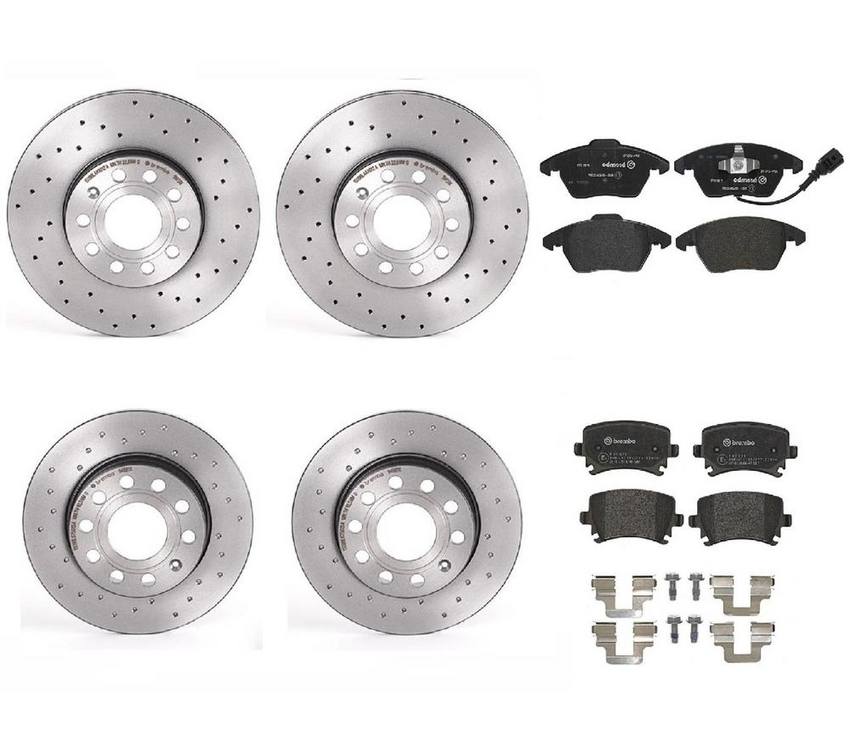 Brembo Brake Pads and Rotors Kit – Front and Rear (288mm/260mm) (Xtra) (Low-Met)