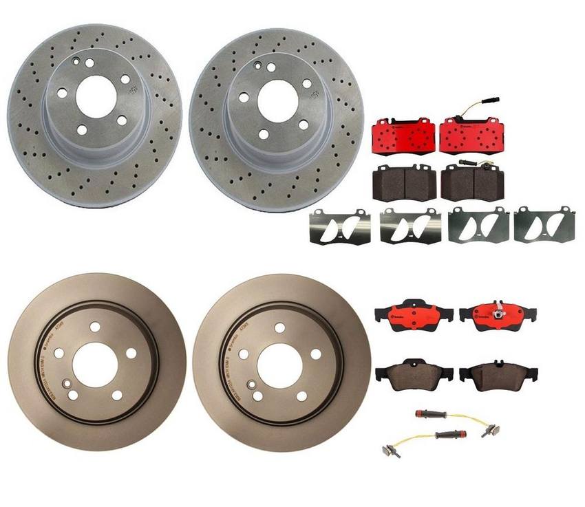 Mercedes Brakes Kit – Pads & Rotors Front and Rear (330mm/300mm) (Ceramic) 221423111207 – Brembo 1635988KIT