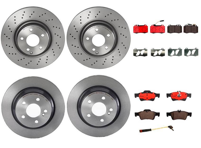 Mercedes Brakes Kit – Pads & Rotors Front and Rear (330mm/300mm) (Ceramic) 163420102041 – Brembo 1636067KIT