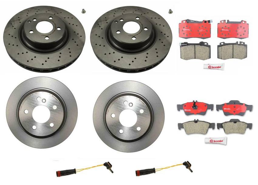 Mercedes Brakes Kit – Pads & Rotors Front and Rear (330mm/300mm) (Ceramic) 163420102041 – Brembo 1636127KIT