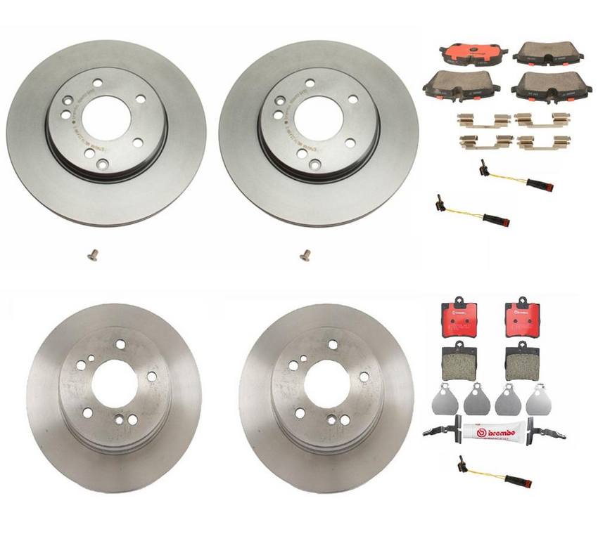 Mercedes Brakes Kit – Pads & Rotors Front and Rear (288mm/278mm) (Ceramic) 006420622041 – Brembo 1636629KIT