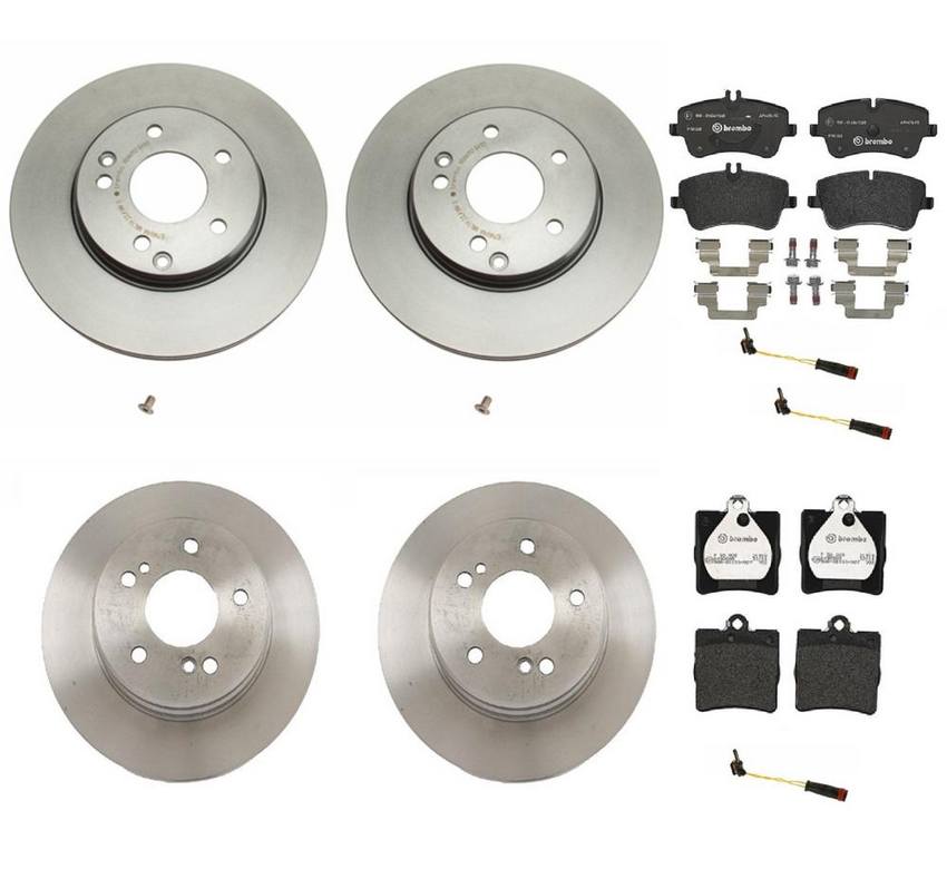 Mercedes Brakes Kit – Pads & Rotors Front and Rear (288mm/278mm) (Low-Met) 006420622041 – Brembo 1636653KIT