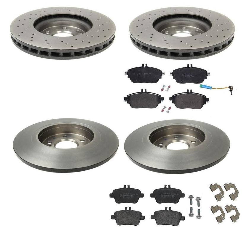 Mercedes Brakes Kit – Pads & Rotors Front and Rear (320mm/295mm) (Low-Met) 246423011207 – Brembo 1637428KIT