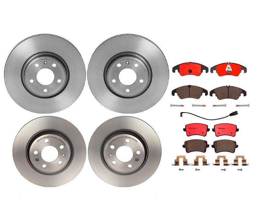 Audi Brake Kit – Pads and Rotors Front and Rear (320mm/300mm) (Ceramic) 8R0698151A – Brembo 1637556KIT