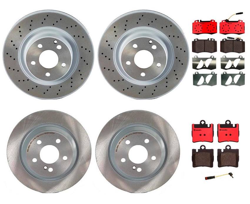 Mercedes Brakes Kit – Pads & Rotors Front and Rear (330mm/300mm) (Ceramic) 220423021264 – Brembo 1637562KIT