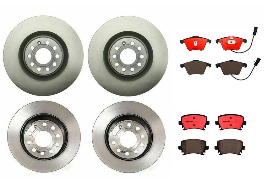 VW Brakes Kit – Pads & Rotors Front and Rear (345mm/282mm) (Ceramic) 8E0698451J – Brembo 1638410KIT