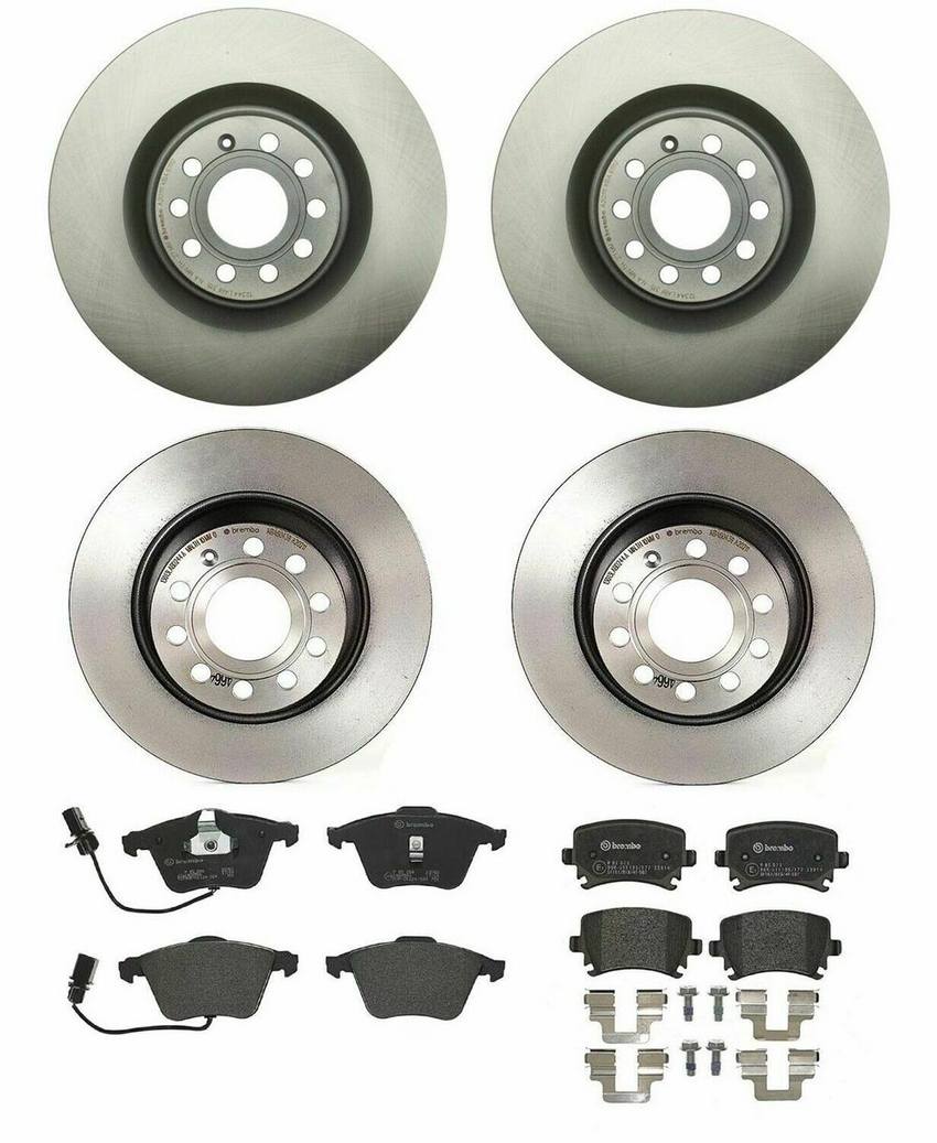 VW Brakes Kit – Pads & Rotors Front and Rear (345mm/282mm) (Low-Met) 8E0698451J – Brembo 1638413KIT