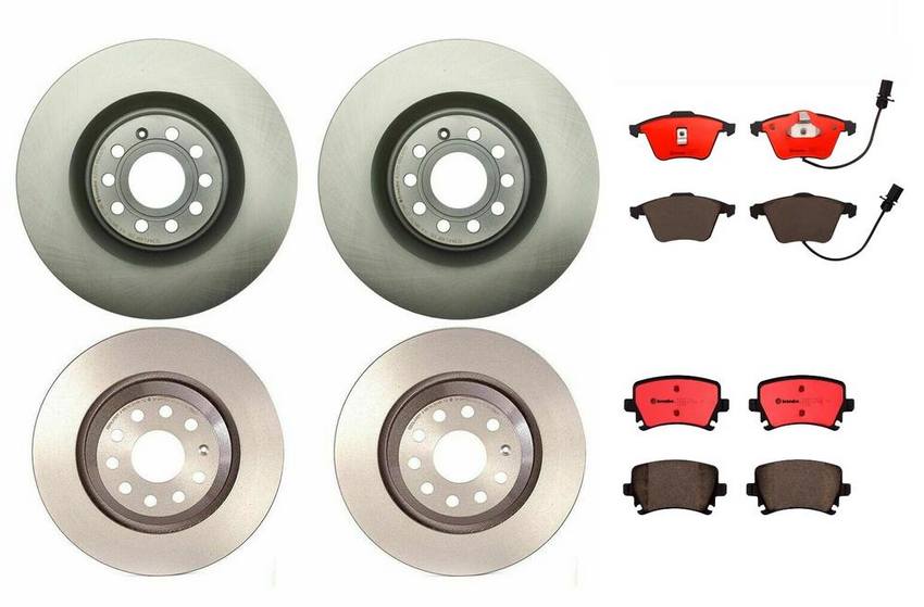 VW Brakes Kit – Pads & Rotors Front and Rear (345mm/310mm) (Ceramic) 8E0698451J – Brembo 1638441KIT