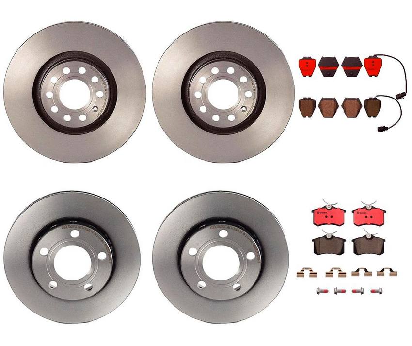 Audi Brake Kit – Pads and Rotors Front and Rear (320mm/256mm) (Ceramic) 8E0698451L – Brembo 1638634KIT