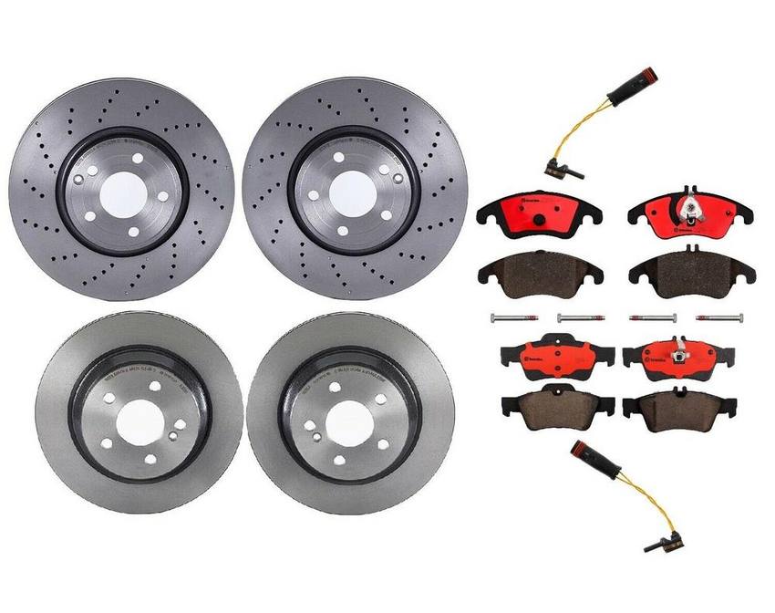 Mercedes Brakes Kit – Pads & Rotors Front and Rear (322mm/300mm) (Ceramic) 006420012064 – Brembo 1639203KIT