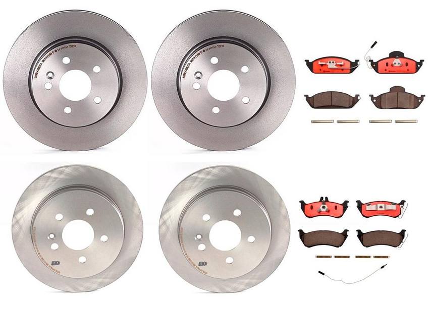 Mercedes Brakes Kit – Pads & Rotors Front and Rear (303mm/285mm) (Ceramic) 163420142041 – Brembo 1639406KIT