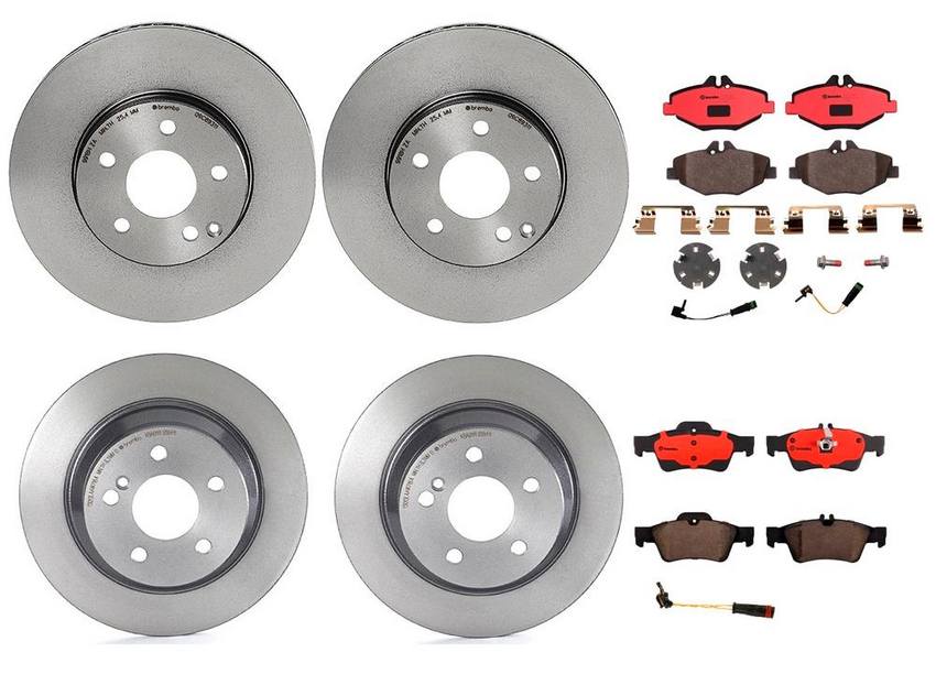 Mercedes Brakes Kit – Pads & Rotors Front and Rear (295mm/300mm) (Ceramic) 211421081264 – Brembo 1639557KIT