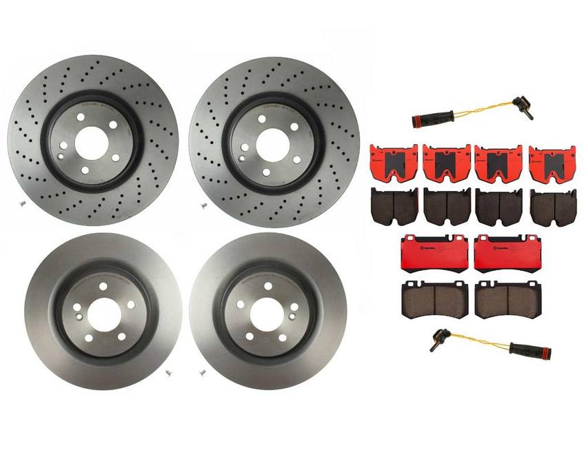 Mercedes Brakes Kit – Pads & Rotors Front and Rear (360mm/330mm) (Ceramic) 230423081264 – Brembo 1640384KIT