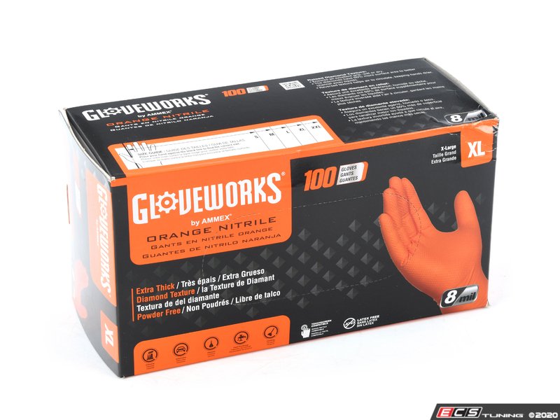 Gloveworks Heavy Duty Orange Nitrile Gloves - XXL