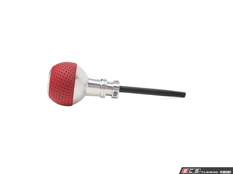 GS2 Automatic Shift Knob - Silver w/ Rosso Centaurus (Red) Perforated Leather