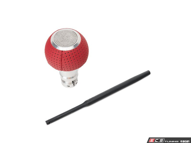 GS2 Automatic Shift Knob - Silver w/ Rosso Centaurus (Red) Perforated Leather