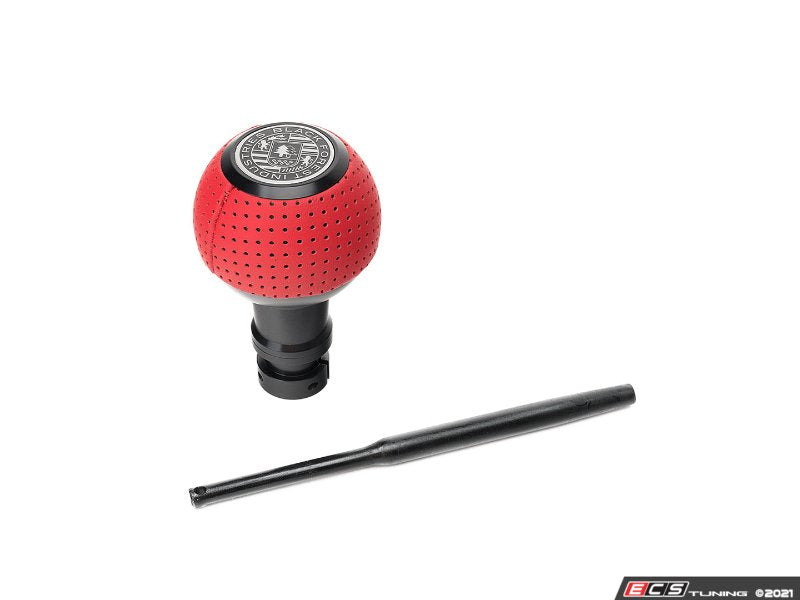 GS2 Automatic Shift Knob - Black w/ Rosso Centaurus (Red) Perforated Leather