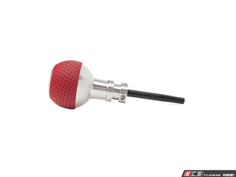 GS2 Automatic Shift Knob - Silver w/ Rosso Centaurus (Red) Perforated Leather