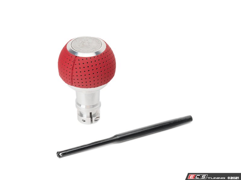 GS2 Automatic Shift Knob - Silver w/ Rosso Centaurus (Red) Perforated Leather