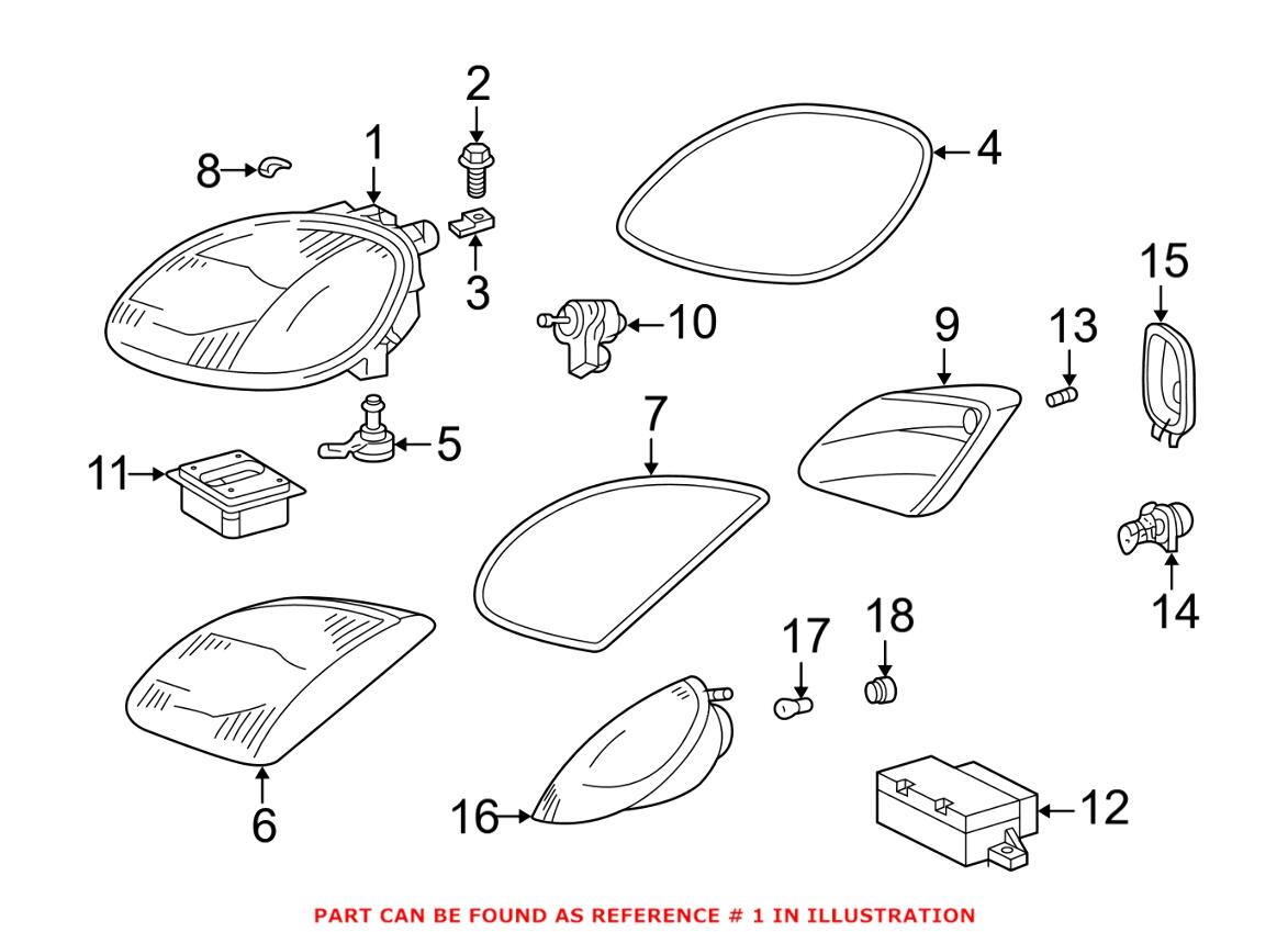 Mercedes Headlight Assembly – Passenger Side (Halogen) 1708202861