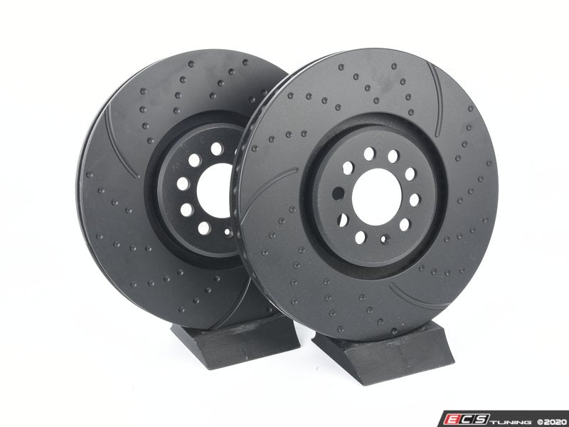 Front Slotted And Dimpled Brake Rotors - Pair (334x32)