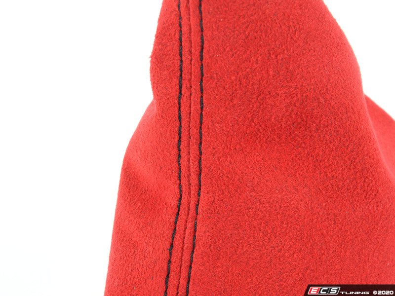 BFI Manual Red Alcantara Shift Boot - Black Stitching