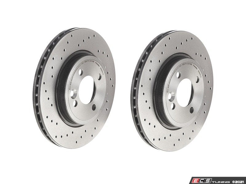 Rear Brake Rotors Dimped (Cross Drilled Like Design) - Pair 10.19" (259x10) 08.9163.1X