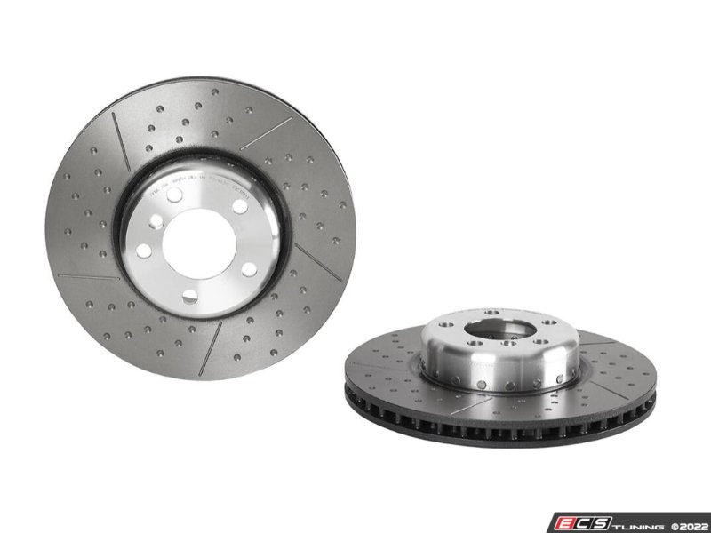 Front Cross Drilled And Dimpled Brake Rotors - Pair (340x30)