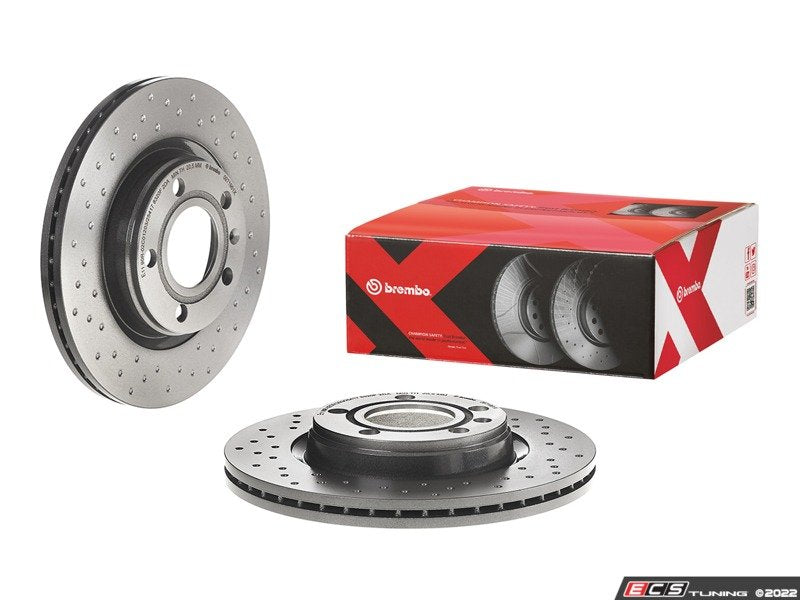 Rear UV Coated Cross Drilled Brake Rotors - Pair (280x22)