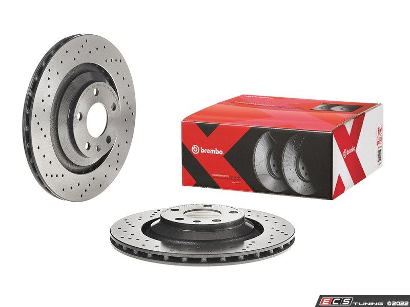 Rear UV Coated Cross Drilled Brake Rotors - Pair (330x22)