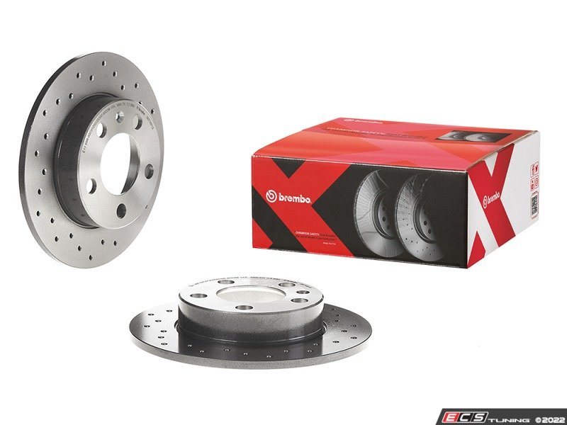 Rear Cross Drilled UV Coated Brake Rotors - Pair (232x9)