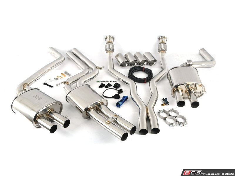 ARMYTRIX Stainless Steel Valvetronic Catback Exhaust System - Quad Chrome Silver Tips