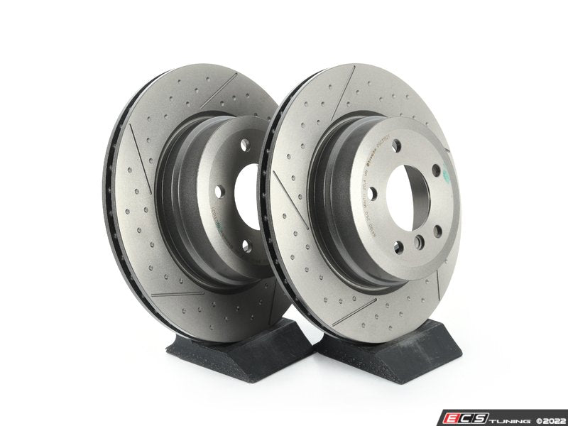 Rear UV Coated Dimpled And Slotted Rotors - Pair (324x22)