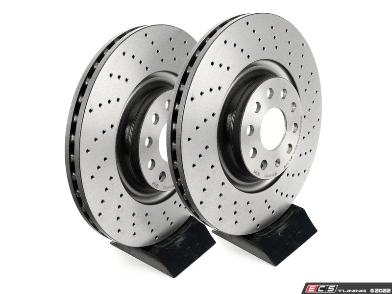 Premium UV Coated Rear Cross-Drilled & Slotted Brake Rotors - Pair (360x26)