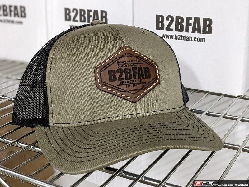 B2BFAB Leather Patch, Snapback Hat - Moss Green/Black