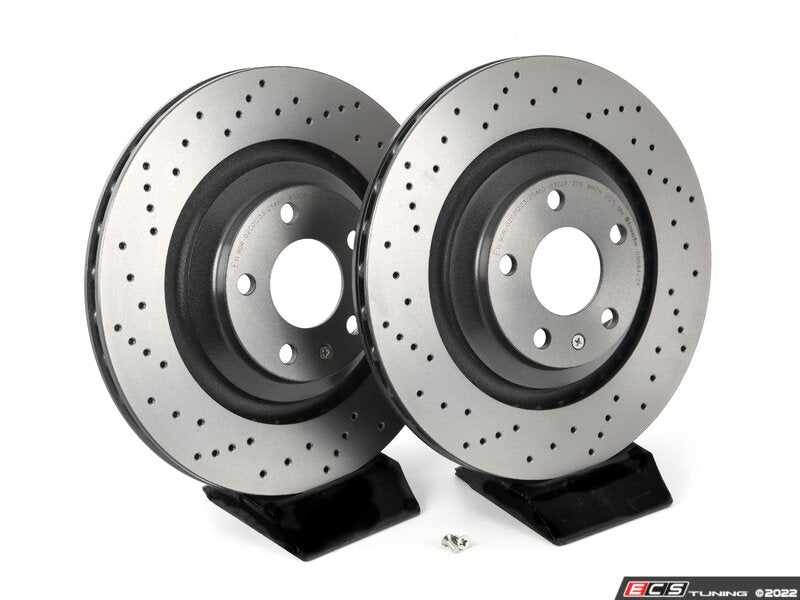 Rear UV Coated Cross Drilled Brake Rotors - Pair (330x22)