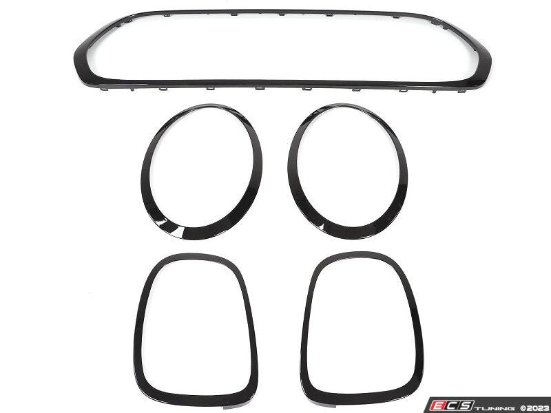 Headlight, Grille, And Taillight Trim Rings Set Jet Black - MINI F55/F56/F57