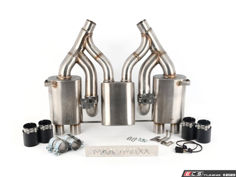 Maad Maxx Rear Exhaust Section 3 Can Valve - With Black Tips