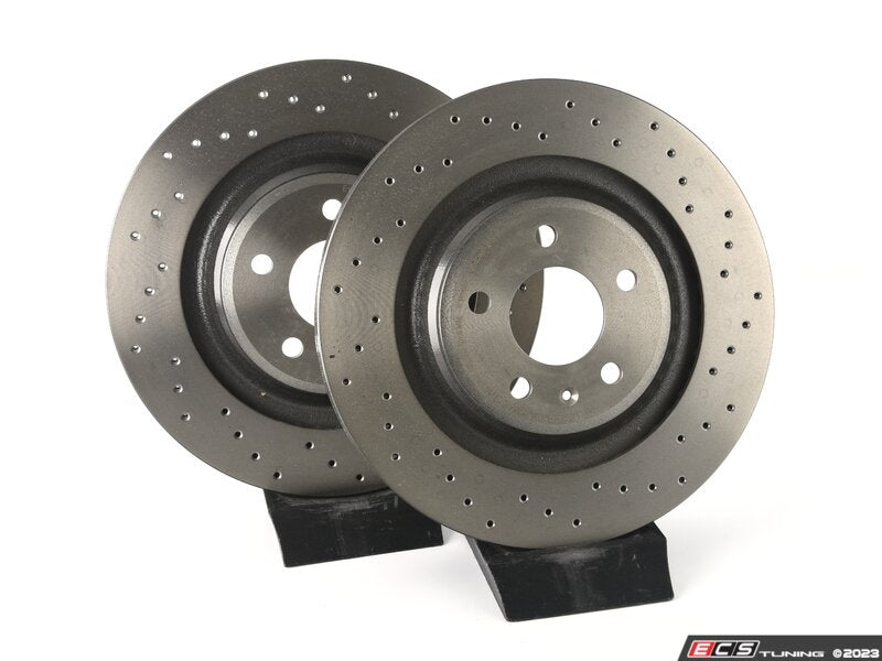 Rear Cross Drilled UV Coated Brake Rotors - Pair (330x22)