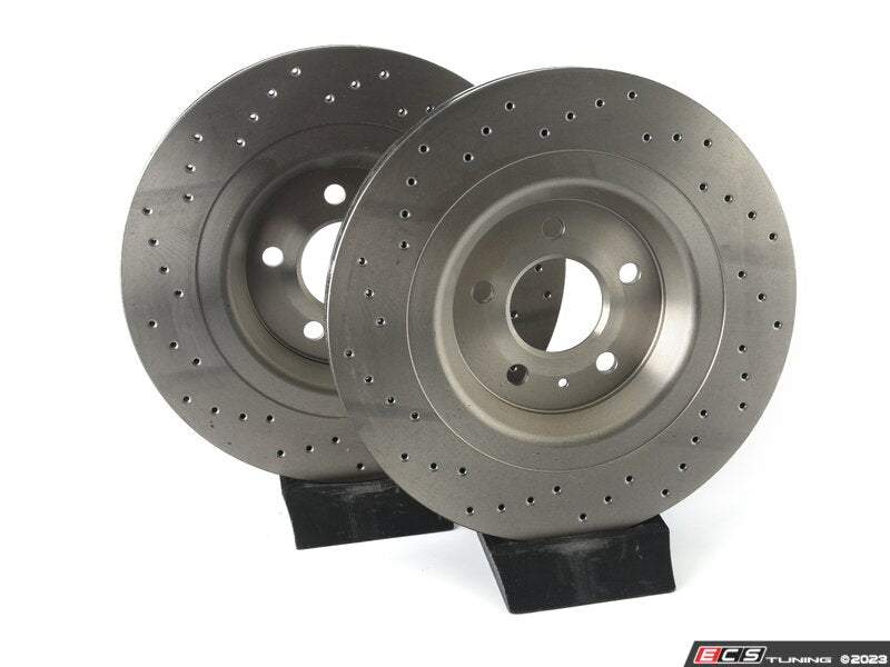 Rear Cross Drilled UV Coated Brake Rotors - Pair (330x22)