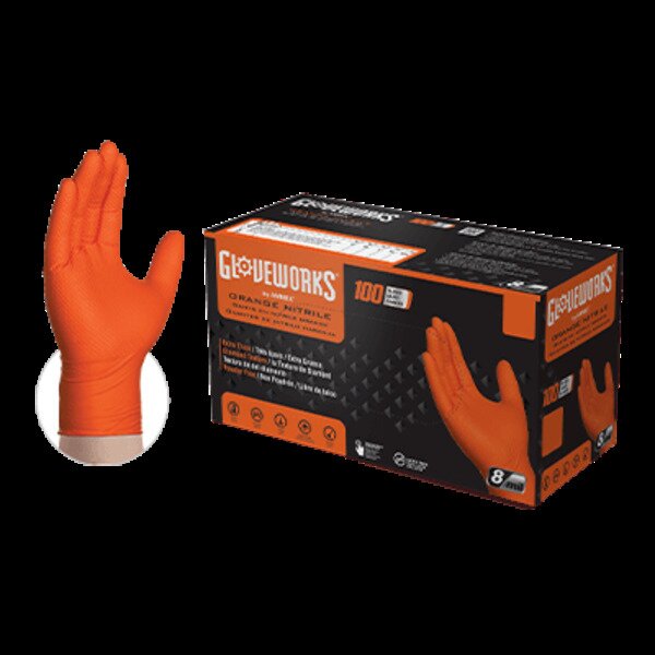 Gloveworks Heavy Duty Orange Nitrile Gloves - XXL