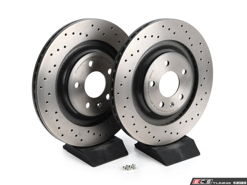 Rear Cross Drilled UV Coated Brake Rotors - Pair (330x22)