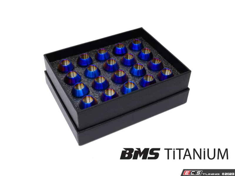 BMS Elite Titanium Lug Nuts - M14x1.25 - Cone Seat - Set Of 20