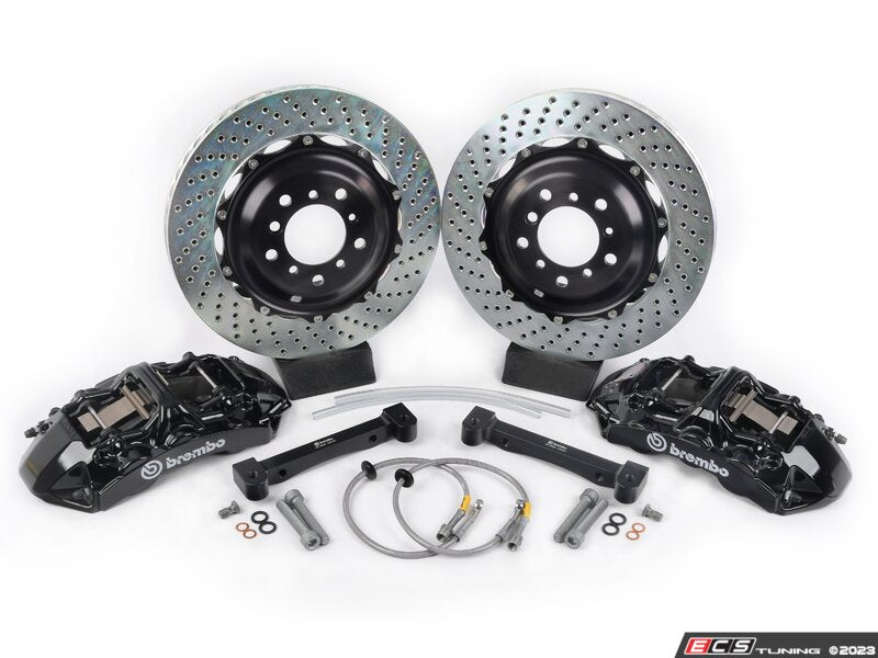 01-06 M3 (E46), 06-08 Z4 M-Coupe/Roadster (E85, E86), Front, Drilled, Black, 6 Piston, 355x32 2-Piece